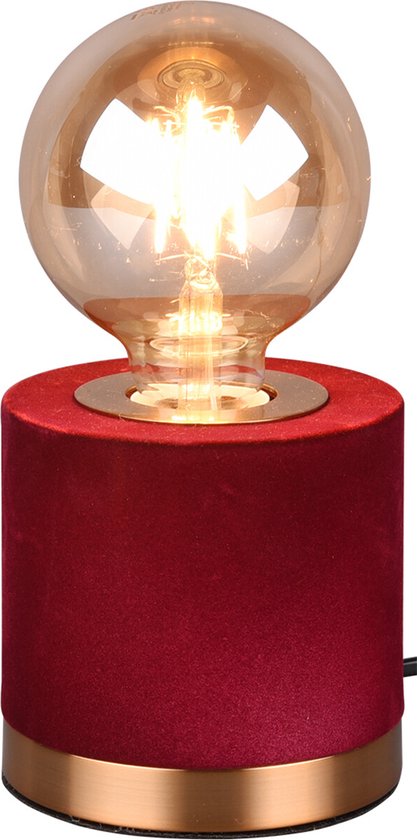 LED Tafellamp - Tafelverlichting - Torna Juda - E27 Fitting - Rond - Mat Rood - Textiel