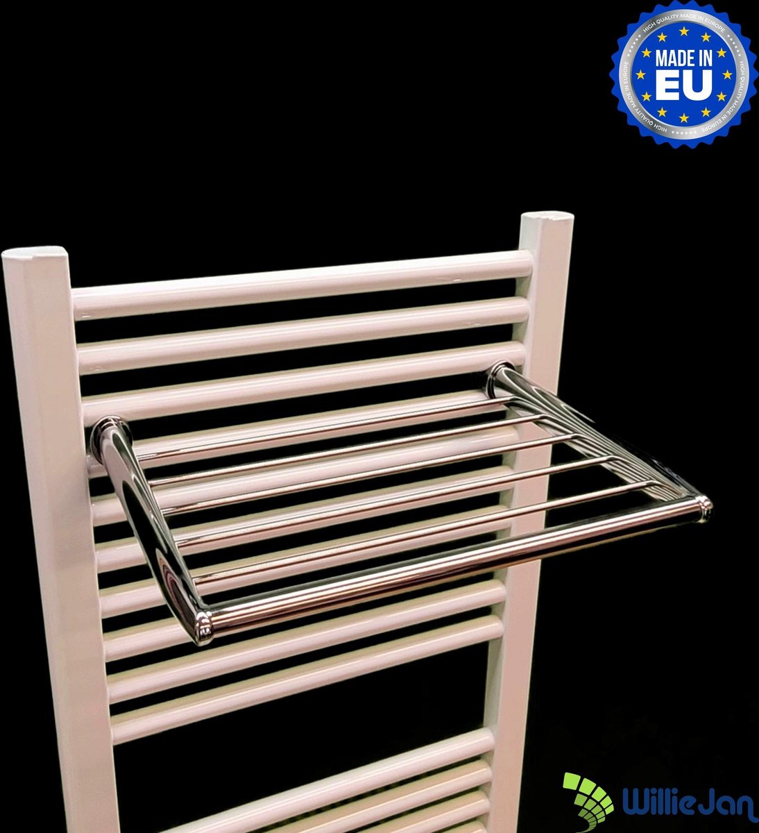 WillieJan Radiator handdoeken droog rek 94MC – Chroom – 5 stangen – 36 cm – Radiatorbevestiging – Zonder boren
