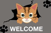 JoY@Mat Luxe indoor mat - Deurmat - Schoonloopmat - Droogloopmat - Welcome Kitten - 40cmx60cm - Polyamide