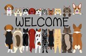Tapis d'intérieur de Luxe JoY@Mat - Paillasson - Tapis d'entrée - Tapis de marche à sec - Welcome Dogs&Cats - 40cmx60cm - Polyamide