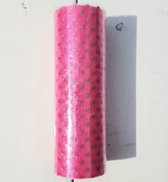 4X Rol glanzende organza met stipjes hot pink 15 cm breed en 5,5 meter lang - tule - roze - stoffen - naaien - hobby