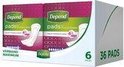 Verpakking met 6 pakken Depend pads, 36 stuks in totaal.