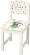 World of Mies kinderstoeltje met naam - Houten stoel olifant - wit Sundvik model - hoogwaardige kleurenprint in het hout - handgeschilderd design door Mies