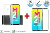 2-In-1 Screenprotector Hoesje Bescherming Protector Set Geschikt Voor Samsung Galaxy M21 2021 Edition - Full Cover 3D Edge Tempered Glass Screen Protector Met Siliconen Back Bescherm Cover Ca