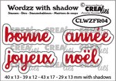 Crealies - Wordzz With Shadow Joyeux Noël / Bonne Année