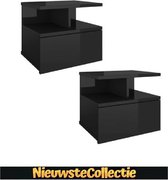 !!! DEAL!!! Nachtkast - Rechthoek - Spaanplaat - Hoogglans zwart - Kinderen - Kast - Zwevend- Luxe - Nachtkastje - Modern - Nieuwste Collectie