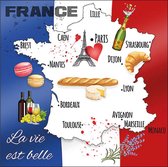 80x Tafel diner/lunch servetten 33 x 33 cm Frankrijk landen vlag thema print - Feestartikelen