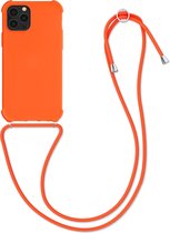 kwmobile hoesje voor Apple iPhone 12 / 12 Pro - beschermhoes van siliconen met hangkoord - Cosmic Orange