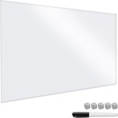Navaris glassboard - Magnetisch bord voor aan de wand - Memobord van glas - 90 x 60 cm - Magneetbord inclusief magneten en marker - Puur wit
