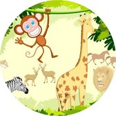 Muurcirkel | Wandcirkel | Safari Jungle | Giraffe | Aapje | Leeuw | Paarden | Muursticker | Muurdecoratie | Slaapkamer | Kinderkamer | Babykamer | Jongen | Meisje | Decoratie Stick