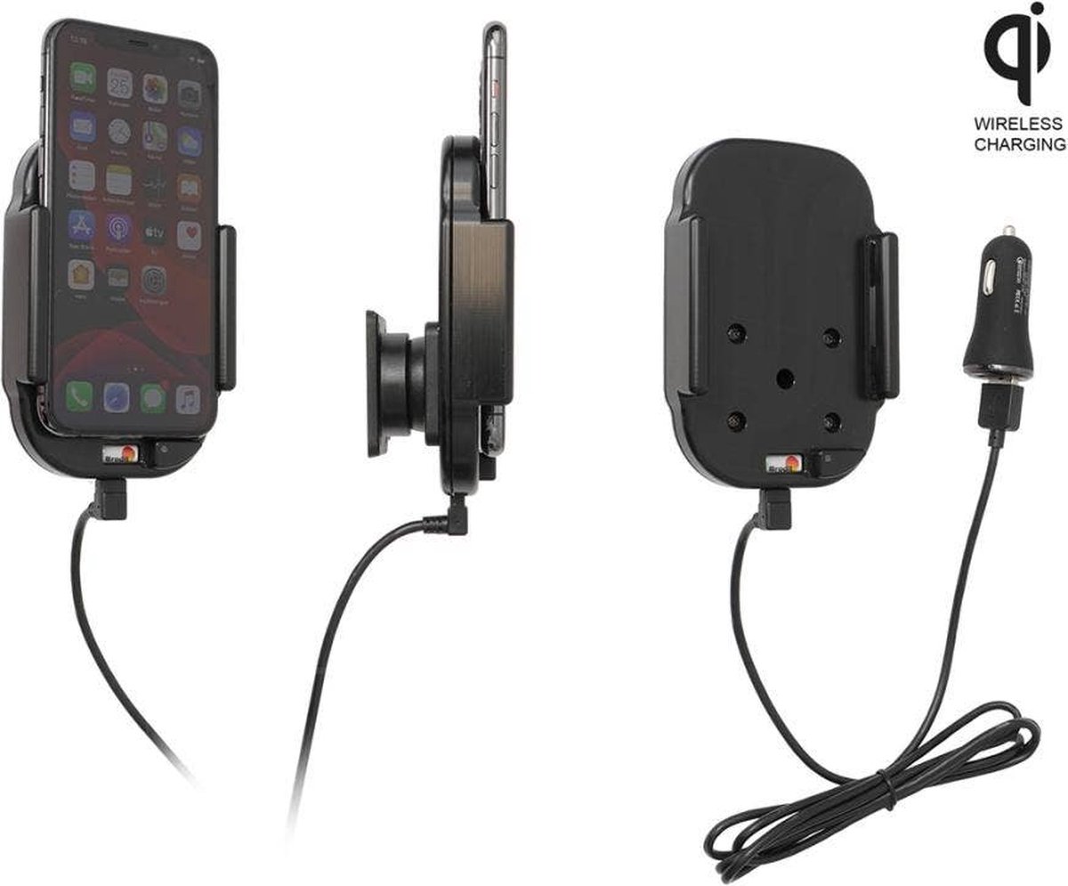 Brodit houder - geschikt voor Apple iPhone 11 Pro Qi wireless Actieve verstelbare houder met 12V USB plug