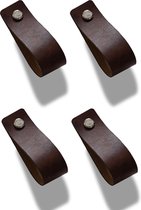 Jb-Luxo © - 4 Leren handgrepen cognac | Leren handgreepjes | Leren lussen - Bruin - Cognac