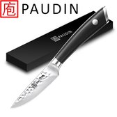 PAUDIN HP6 Professioneel RVS Japans Groente- en schilmes - 9 cm - Gehamerd Keukenmes - Hoogwaardig Roestvast Duits Carbonstaal - Uniek Hamer Patroon - Cadeau Tip