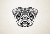 Line Art - Hond - Pug - M - 60x74cm - Zwart - geometrische wanddecoratie