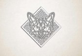 Line Art - Kat 6 met achtergrond - S - 45x45cm - EssenhoutWit - geometrische wanddecoratie