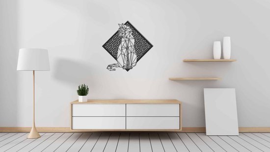Line Art - Cat 5 avec fond - M - 60x60cm - décoration murale géométrique