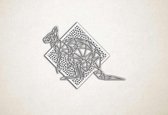 Line Art - Kangoeroe met achtergrond - M - 60x76cm - EssenhoutWit - geometrische wanddecoratie