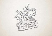 Wanddecoratie - T-Rex 3D dinosaur - XS - 28x25cm - EssenhoutWit - muurdecoratie - Line Art