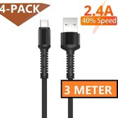 4x USB-C naar USB kabel geschikt voor Samsung S21 / A12 - Samsung Tab A7 - oplader kabel - lader - kabel - oplader - 1-PACK
