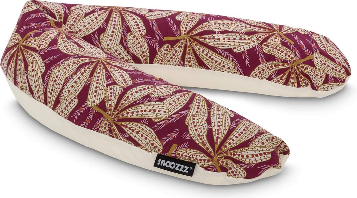 Goedkoopste Snoozzz Voedingskussen Ergonomisch Premium kwaliteit - 185 cm - microparel vulling - luxe draagtas - afneembare hoes van 100 katoen - Amarant