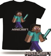 minecraft T-shirt zwart maat 140
