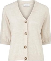 Mooi beige fijn gebreid vest met korte mouw - Irene cardigan - Modstrom