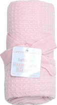 Soft Touch - Baby Zomer Wafel Dekentje - 75x100 cm - Roze - 100% Katoen