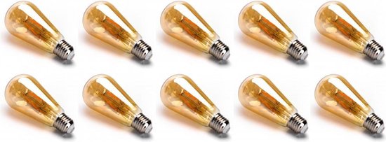 Kooldraadlamp - E27 Edison ST64 - amber glas | LED 4W=38W gloeilamp | FLAME filament 2200K