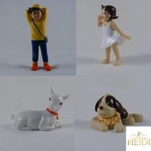 Heidi speelset met 4 figuurtjes - Josef de sint bernhard - Peter - geit - 8 cm