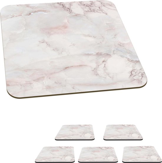 Sous-verres -verres - Marbre - Vieux - Rose - 10x10 cm - 6 pièces