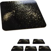 Onderzetters voor glazen - Marmer - Glitter - Goud - Zwart - 10x10 cm - Glasonderzetters - 6 stuks