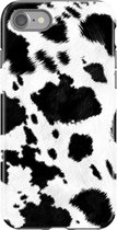 Apple iPhone SE Telefoonhoesje - Extra Stevig Hoesje - 2 lagen bescherming - Met Dierenprint - Koeien Patroon - Zwart