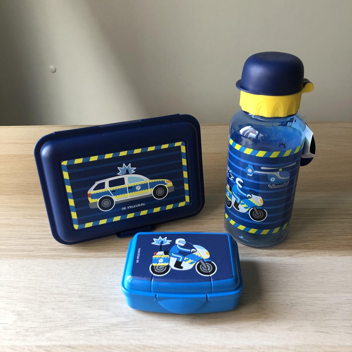 Klein politie kinder peuter rugzakje, lunchbox, drinkfles en mini