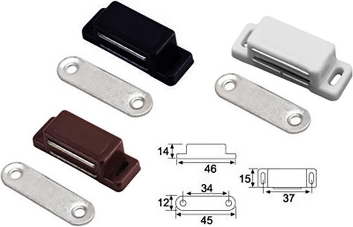 Set van 32 magneetsnappers, magneetsloten, wit