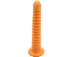 Gold Play - Soft Liquid Siliconen Anaal Dildo Ribbed - Goud S