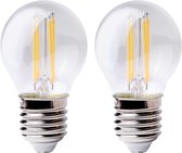2x - Leddy's - LED Lampen Kogel - Plasticvrij - 4W - Dimbaar - E27 Grote Fitting - 2700K Warm wit