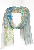 Sjaal blauw - Modaal/Katoen - multi print