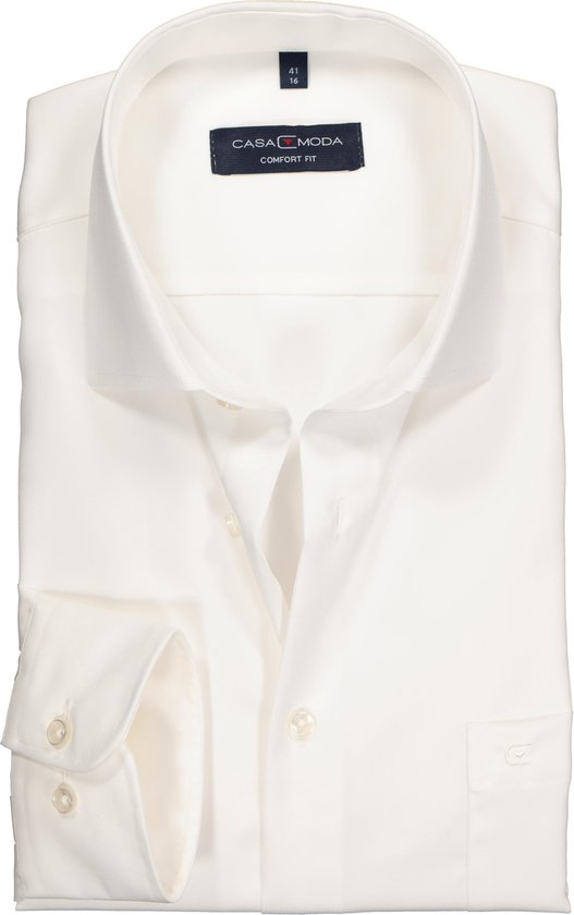 CASA MODA comfort fit overhemd - mouwlengte 72 cm - beige twill - Strijkvrij - Boordmaat: 46