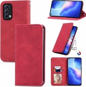 Voor OPPO Reno 5 5G/Find X3 Lite Retro Skin Feel Business Magnetische Horizontale Flip Leather Case Met Houder & Kaartsleuven & Portemonnee & Fotolijst (Rood)