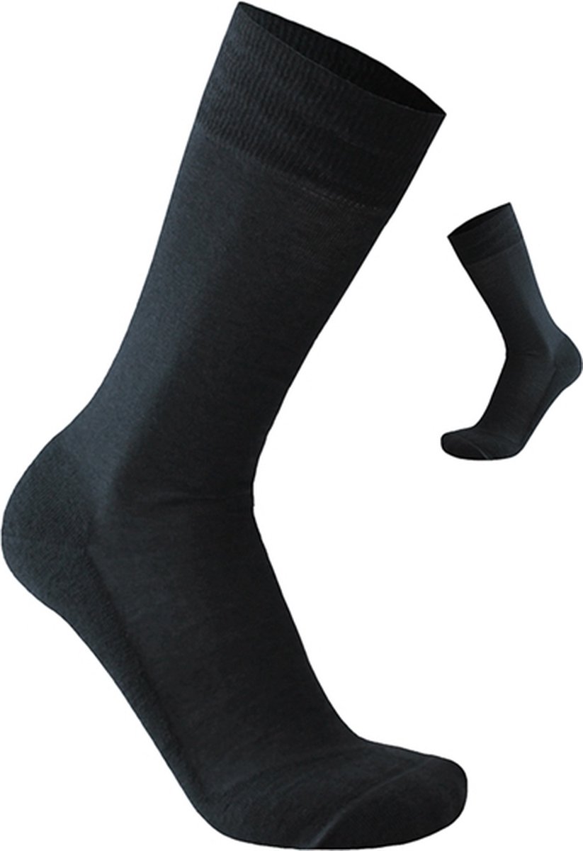2-Pack Nette Effen Zwarte Sokken met Merino Wol S13 - Unisex - Zwart - Maat 43-45