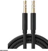 GBG Stereo Audio Jack Kabel 3.5 mm - AUX Kabel Gold Plated - Male to Male - Aux naar Aux - Aux Cable - Voor Auto - Zwart - 1 meter