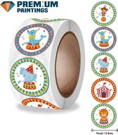 Premium Paintings - Stickers op rol - Cartoon Circusdieren - Stickervellen - Sticker - Beloningsstickers - 500 stuks - Kinderen - Volwassenen - Bullet Journal - Dieren