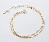 Armband dames | dubbele armband dames | zilver 925 | zilveren armband | goudkleurig | cadeau voor vr