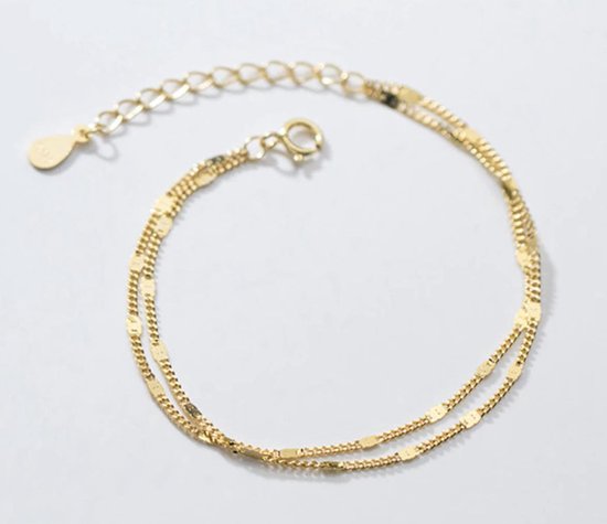 Armband dames goudkleurig - dubbele armband dames - zilver 925 - zilveren armband - goudkleurig - cadeau voor vrouw - Liefs Jade