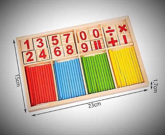 Afbeelding van het spel A&K Rekenliniaal Montessori speelgoed Houten telstok kinderen wiskunde speelgoed