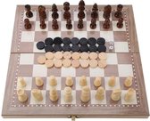 Schaakbord met Schaakstukken - Zinaps 3-in-1 schaakspel, houten schaakbord en backgammon vouwbord, schaakspel, hoge kwaliteit, draagbare reistafel speelgoed- (WK 02127)