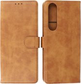 Sony Xperia 1 III Hoesje - Book Case Telefoonhoesje - Kaarthouder Portemonnee Hoesje - Wallet Case - Bruin