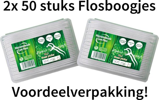 Foto: Premium 2 in 1 flosboogjes en tandenstokers professional dental floss voor witte tanden en frisse adem flosdraad tandenstokers 2x 50 stuks wit