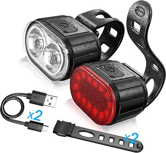 FIEZIO Fietsverlichting Set Ovaal - Oplaadbare USB Led Fietslamp - Voor en  Achter -... | bol.com