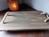 Swiet Home - Dienblad van hout met jute handgrepen - Borrelplank - L 33cm - B 18 cm